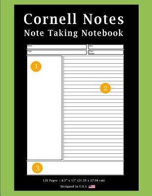 Read Online Cornell Notes Note Taking Notebook: Solid Green -Note Taking With Cornell Notes System, Notebook For Home, Office & School [Classic] - P2g Innovations file in ePub