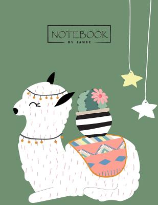 Download Notebook: Cute with llama star green cover and Lined pages, Extra large (8.5 x 11) inches, 110 pages, White paper - J Jamue file in PDF