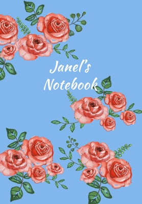 Download Janel's Notebook: Personalized Journal - Garden Flowers Pattern. Red Rose Blooms on Baby Blue Cover. Dot Grid Notebook for Notes, Journaling. Floral Watercolor Design with First Name -  | PDF